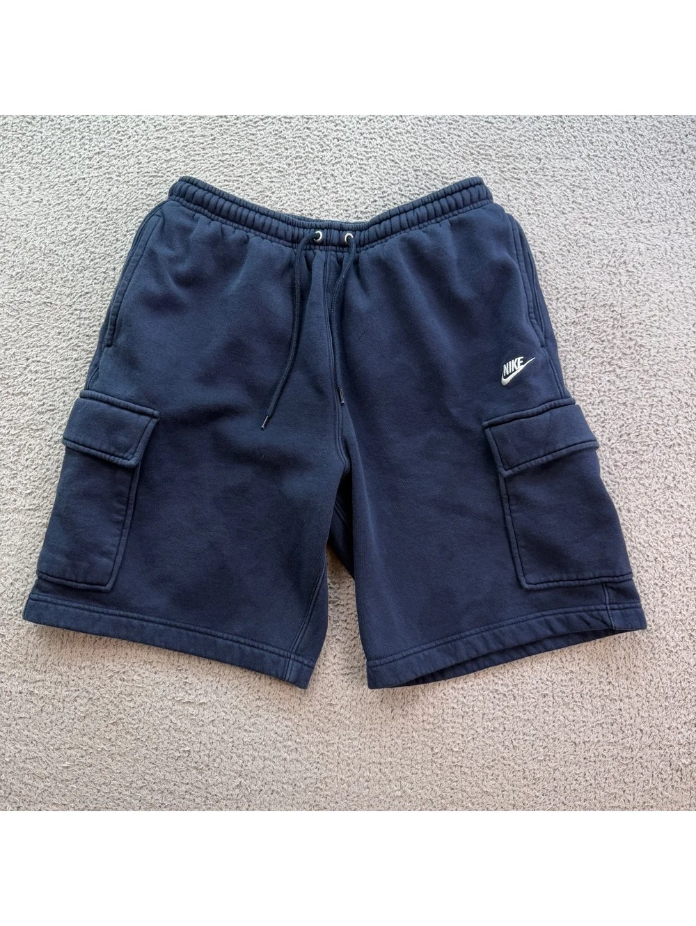 Nike Sportswear Club Fleece Cargo Shorts Obsidian Navy Embroidered Logo Men's M